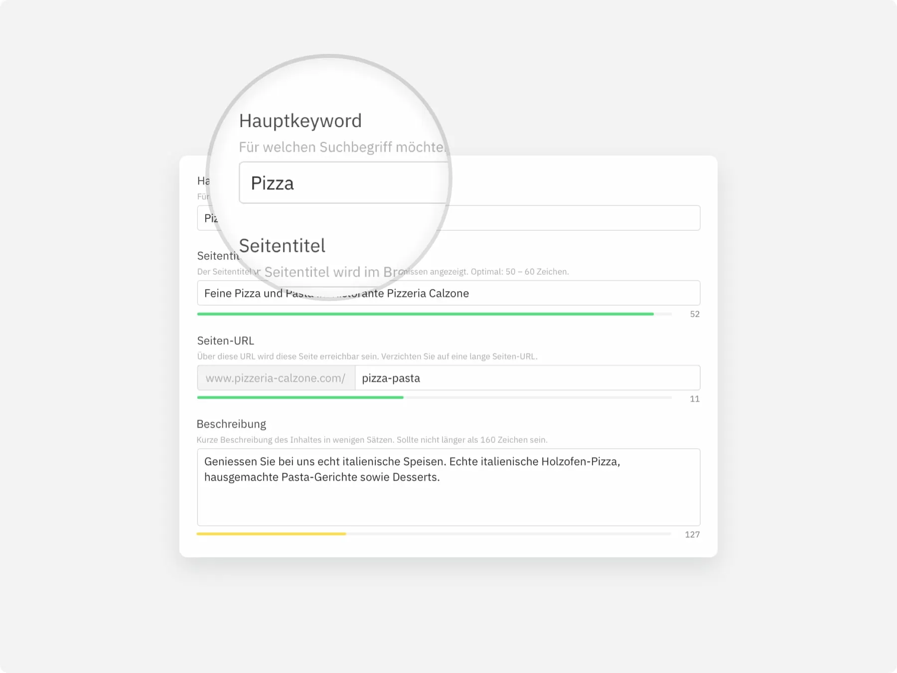 Optimiere deine Seite für ein Keyword