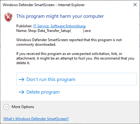 Shop-Data Transfer IE 11 download dialog 4