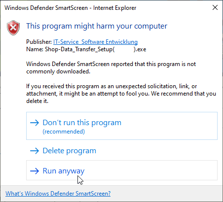 Shop-Data Transfer IE 11 download dialog 5