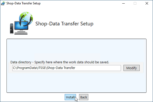 Shop-Data Transfer installation dialog 5