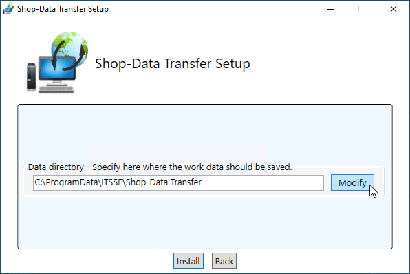 Shop-Data Transfer installation dialog 3