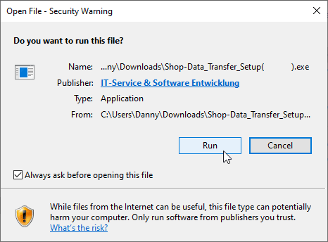 Installation security warning