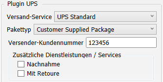 Transfer-Einstellungen UPS