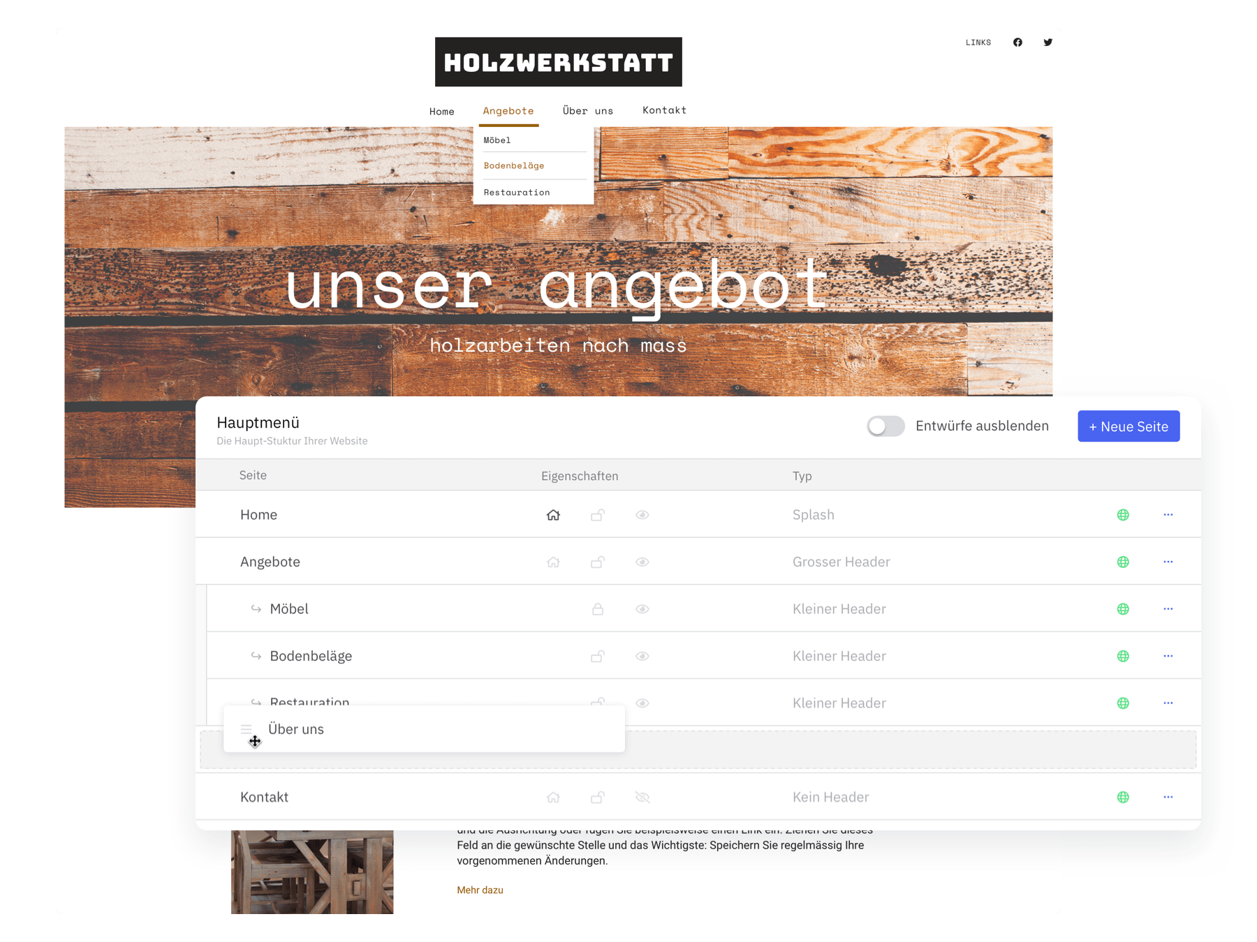 Definiere deine Seitenstruktur